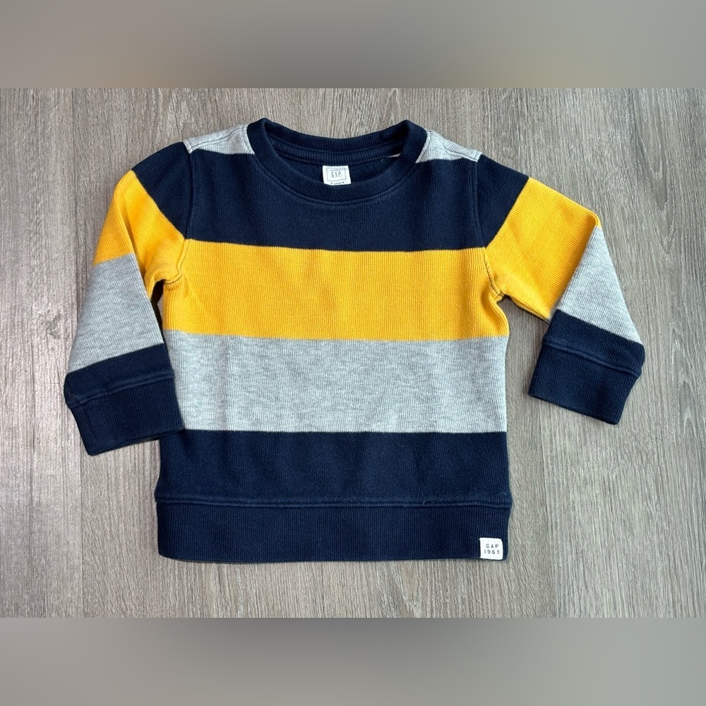 Baby Gap Boys 2T Sweater Maize Blue Colorful Striped Kids Shirt Top